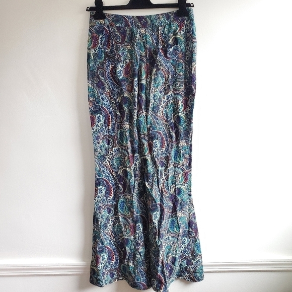 Zara Printed Flared High Waisted Green Paisley Pants NWT Size Small - Picture 14 of 16